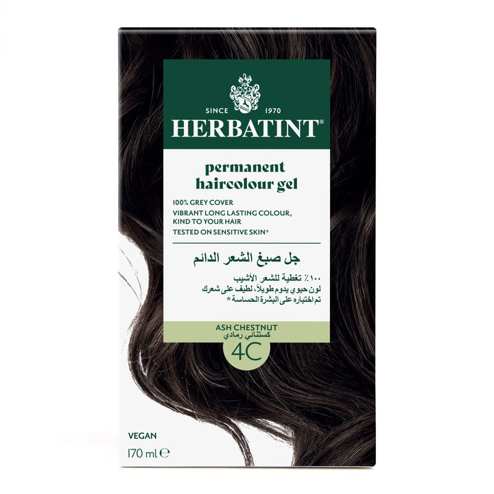 Herbatint, Permanent Haircolor Gel, 4C Front packet view