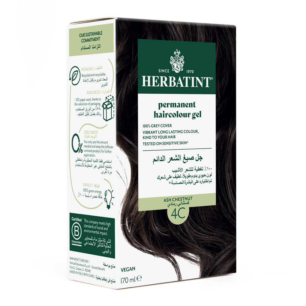 Herbatint, Permanent Haircolor Gel, 4C Packet Side View