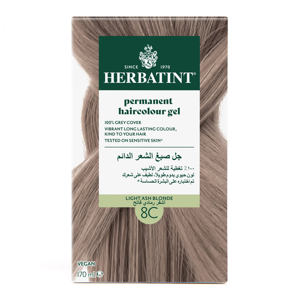 Herbatint, Permanent Haircolor Gel, 8C, Light Ash Blonde Front View