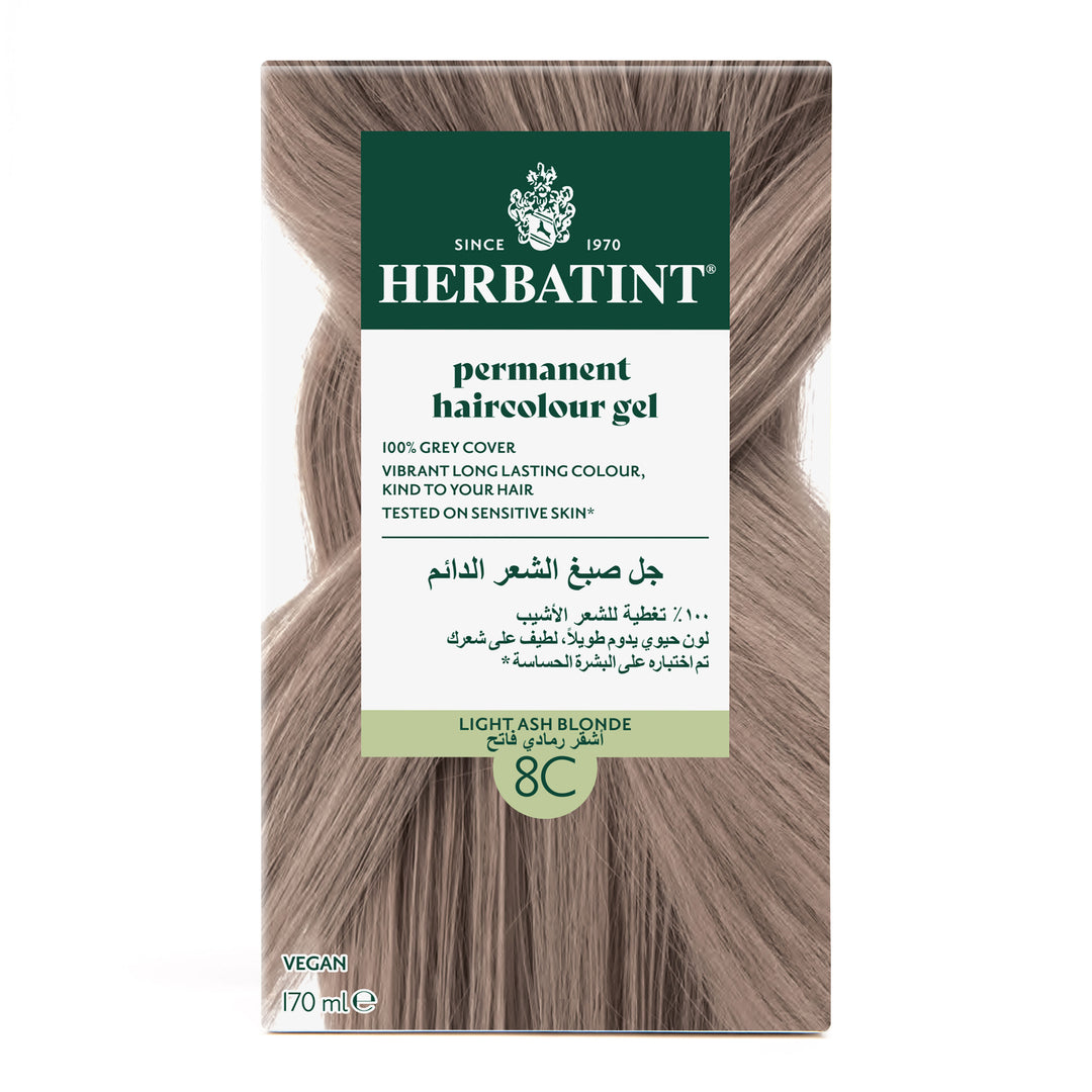 Herbatint, Permanent Haircolor Gel, 8C, Light Ash Blonde Front View