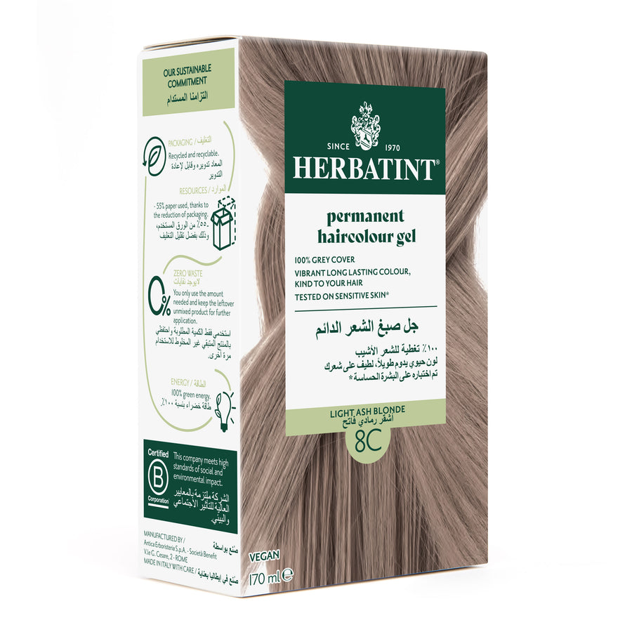Herbatint, Permanent Haircolor Gel, 8C, Light Ash Blonde Min View