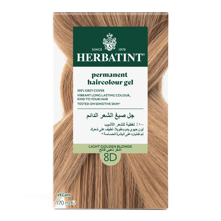 Herbatint Permanent hair colour gel 8D Light Golden Blonde Front