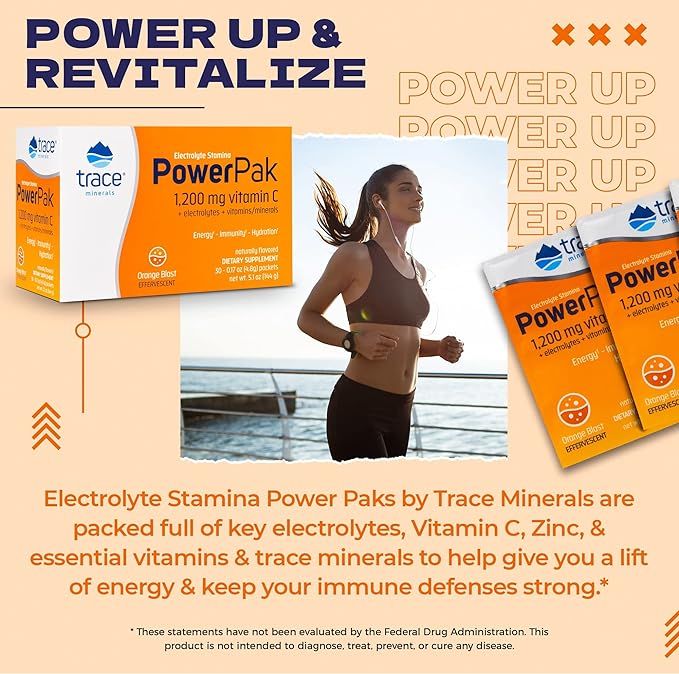 Trace Minerals Electrolyte Power Pak Orange Blast 147g 30's