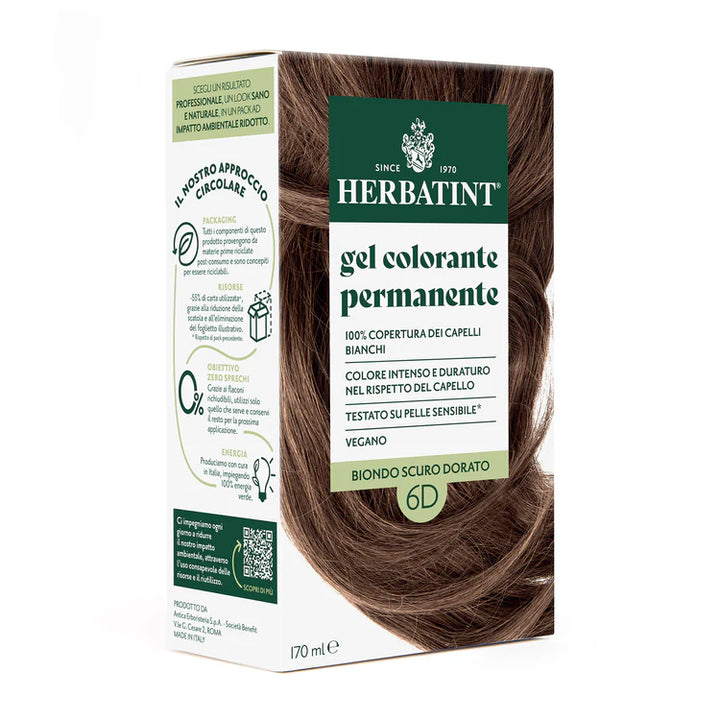 Herbatint, Permanent Haircolor Gel, 6D, Dark Golden Blonde 170ML