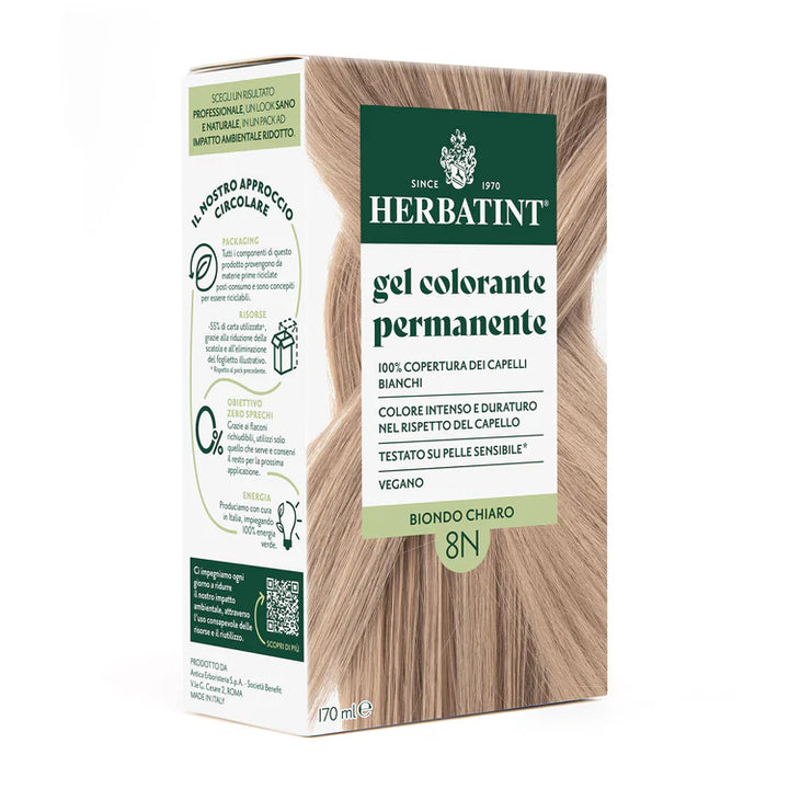 Herbatint, Permanent Haircolor Gel, 8N, Light Blonde 170ML